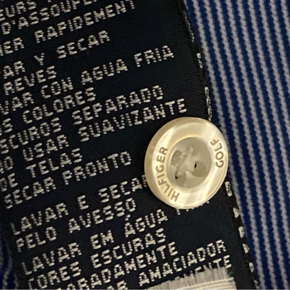 Tommy Hilfiger Golf Polo Shirt Sz L Blue Striped Casual Short Sleeve Pickleball - Picture 9 of 9